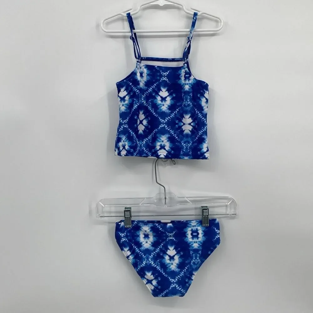 Dolphin Love Two Piece Swimsuit Blue Tie Dye Cropped Top Bikini Bottom girls 5